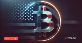 Bitcoin and American flag symbolizing crypto’s future in light of the upcoming US election.